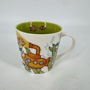 Starbucks 2010 Underwater Ocean Whale Submarine Mug Yellow Interior 10oz
